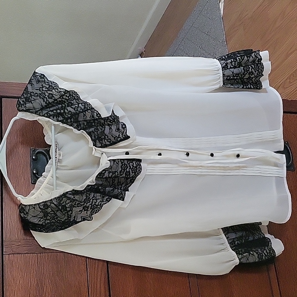 Black and White Lace Blouse
